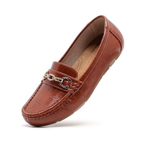 Image of Women's Business Loafers Work Casual Flats Shoes Lightweight Penny PU Leather Slip On Walking Shoes