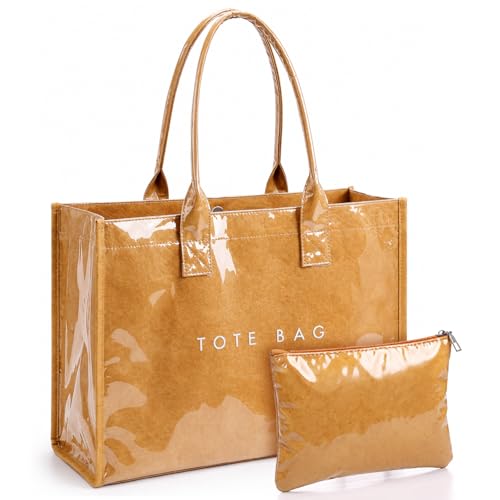 Bolso Tote de PVC para Mujer con Estampado y Pouch miniatura 1