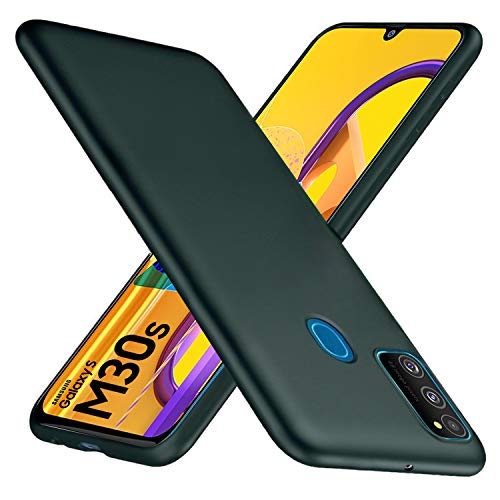 Image of WOW IMAGINE Soft 360 Degree All Sides Protection with Anti Dust Plugs Shockproof Slim Silicone Back Case Cover for Samsung Galaxy M21 / M30s / M21 2021 Edition - Olive Green