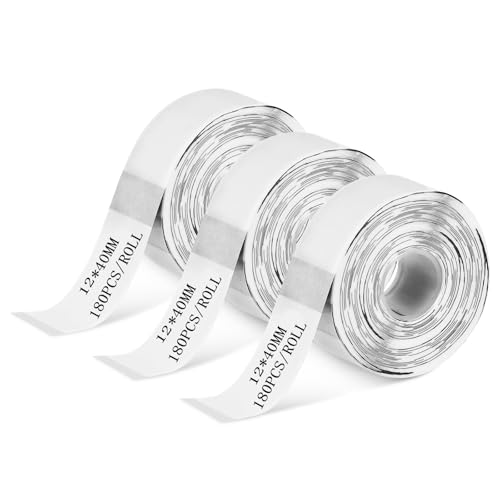 3 Rollen, geeignet für D30/P11, 12×40 mm, wasserfestes, selbstklebendes Thermolabelpapier, ideal zum Organisieren von Haushaltsgegenständen, für den Bürogebrauch usw. (Transparent)