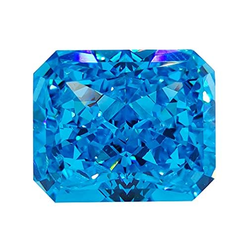 letmexcTop High Carbon Diamond Cubic Zirconia CZ Gemstone 4K 5A Octagon Crushed Ice Cut 10X12mm, Swiss Blue & Aquamarine Color