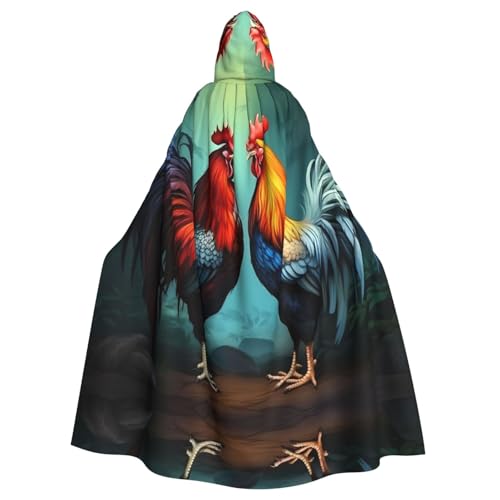 Cape à capuche coq et poules adulte unisexe confortable et couvrante