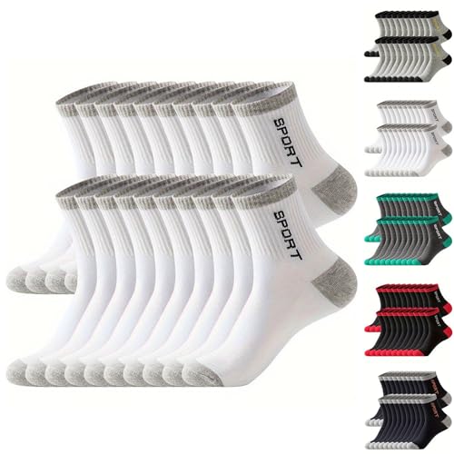 10 Pack Men's Ankle Socks with Cushion Athletic Running Socks Classic Sport Contrast Color Fashion Casual Soft Socks