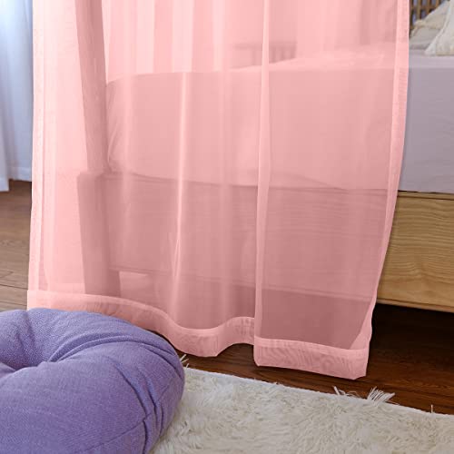 Image of Linentalks Sheer Canopy Bed Curtains for King, Queen, Full and Twin Sizes, 4 Corner Drapes, Four Poster Curtains, Pink