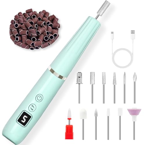 Cordless Electric Nail Drill with 360&deg; Ring Light, Portable Nail File Kit for Acrylic, Gel Nails,...