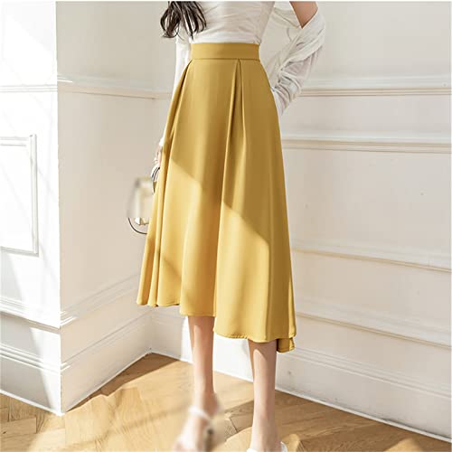Jupe d'été plissée ample ajustée en taille 44 jaune - 5