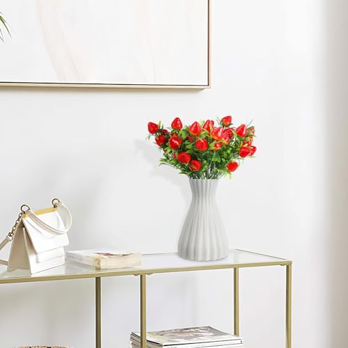 Image of DOITOOL 6Pcs Simulated Strawberry Plant Decor 10.5 inch Long Stem Strawberry Branches, Artificial Plants Fake Berry Stem Artificial Fruit Bouquet for Flower Arrangement (Pack of 2)