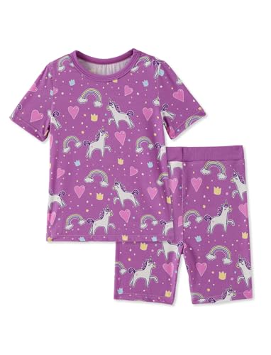 PATPAT Bamboo Viscose Pajama Sets for Toddler Boy & Girl Baby Kids Soft Cool Short Summer Snug fit Pjs Sleepers for Birthday Unicorn Land 5T