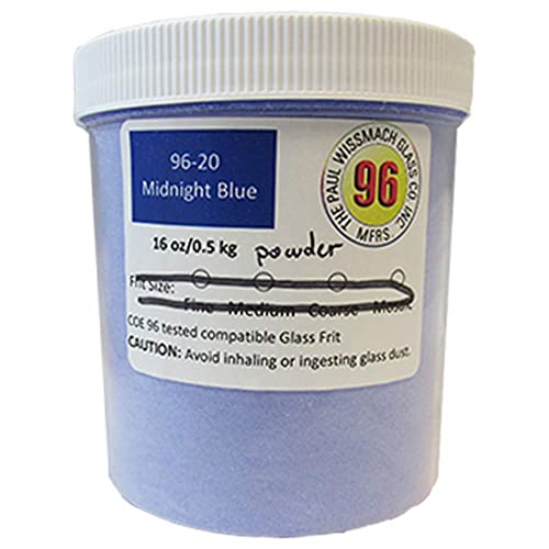 Wissmach Frit Powder Midnight Blue Trans. (96-20) 1Lb. Jar 96 COE
