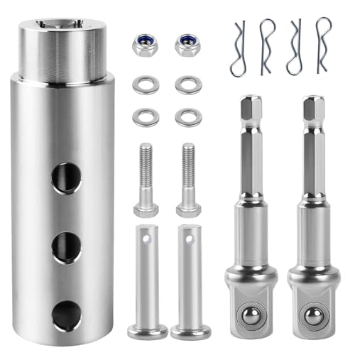 Trailer Jack Drill Adapter Compatible with 1 Jack Drive Shaft 1/2 Socket Bit Upgraded Stainless Steel Turbo Jack ez Crank Jack Adapter Tool Heavy Duty for RV Construction Dump Trailers
