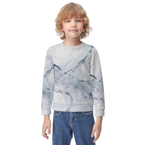 White MarbleChildren's Casual Pullover Sweatshirt Loose Fit10-12Y
