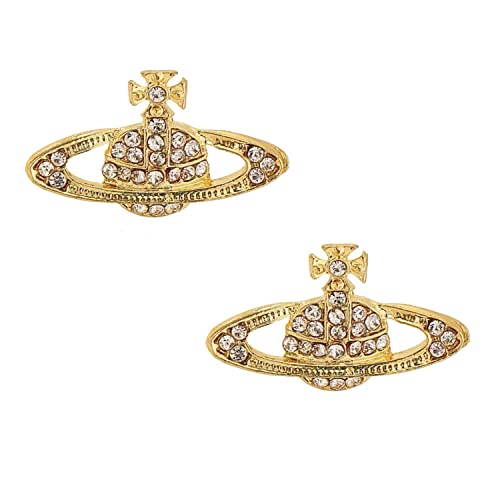 Saturn Earrings,Saturn Planet Earring,Aesthetic Earring for Women,Cubic Zirconia Saturn Planet Studs Earring,Space Earrings Jewelry Gifts for Women (Gold)