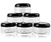 Cornucopia Brands 8oz Clear Plastic Jars w/Black Plastic Lids (6-Pack); BPA Free PET Stackable Containers for Bathroom & Kitchen Storage & Cosmetics