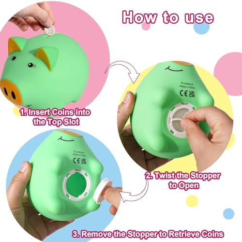 Image of Piggy Bank for Kids, Piggy Bank for Boys, Glow in the Dark | Glow in the Dark Plastic Piggy Bank, Coin Bank Suitable for Boys and Girls