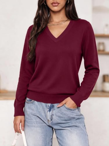 Burgundy Sweater for Women Business Casual Pullover Sweaters Fall Clothes S - image 3
