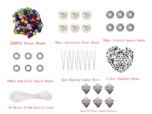 Pamir Tong 1000Pcs Glass Bead Sets For Jewelry Making Kit, 8Mm Bracelets Beads Supplies,Imitative Jade Beads,Pearl Beads, Crystal Spacer Beads, Bracelet Loose Bead Sets #TOP6