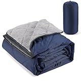 Aulock 55''W x 80''L Warm Outdoor Stadium Blanket Waterproof - Portable & Windproof Navy Blanket with Sherpa Fleece Lining for Camping Winter Cold Weather