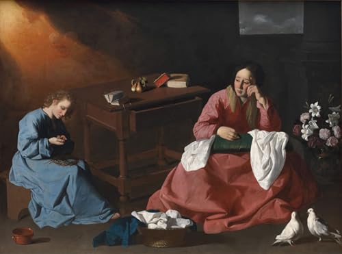 Affiche Le Christ et la Vierge dans la de Nazareth Francisco De Zurbaran Toile 60x90cm