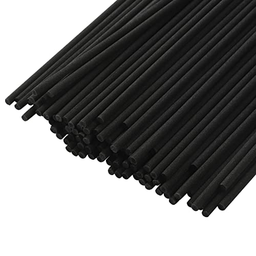 Hemiks 100 Stück Rattanstäbchen für Raumduft, 19cm x 3mm Diffuserstäbchen Rattan Reed Fiber, Aroma Diffuser Stäbchen für ätherische Öle im Home Office Hotel Spa (Schwarz)