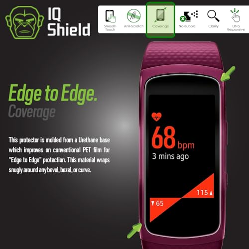 IQShield Screen Protector Compatible with Samsung Gear Fit 2 Pro (6-Pack) Anti-Bubble Clear TPU Film