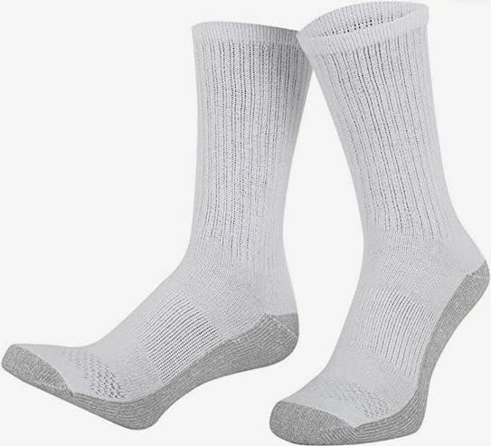 ARI Traders WORK SOCKS Men's Size 6-12 Thick Breathable Socks (5 Pair Multipack) Heavy Duty Reinforced Heel For Steel Toe Boots-White