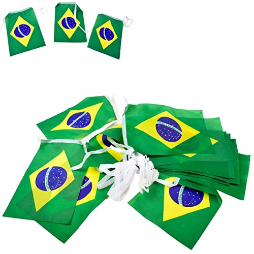 Bandeirinhas Brasil Oficial Poliéster 6 Metros - Decoração Copa Do Mundo Cordão Reforçado