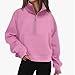 Kenhansion Womens Sweatshirts Half Zip Cropped Pullover Sweatshirt Quarter Zipper Fleece Hoodies Fall Sweater with Thumb Hole (Pink,Large)