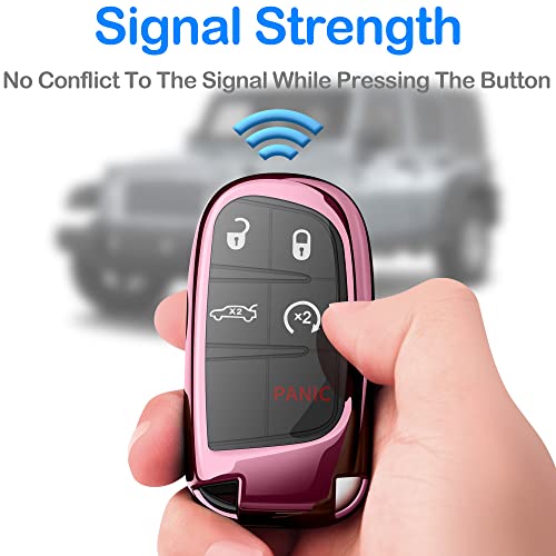 Funda para llavero Jeep Dodge RAM Chrysler Durango smart key rosa 7
