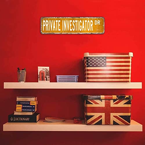 Señal de calle privada de investigador, regalo de amante del investigador privado, letrero de metal de investigador privado, letrero de calle vintage rústico retro, 8 x 45 cm