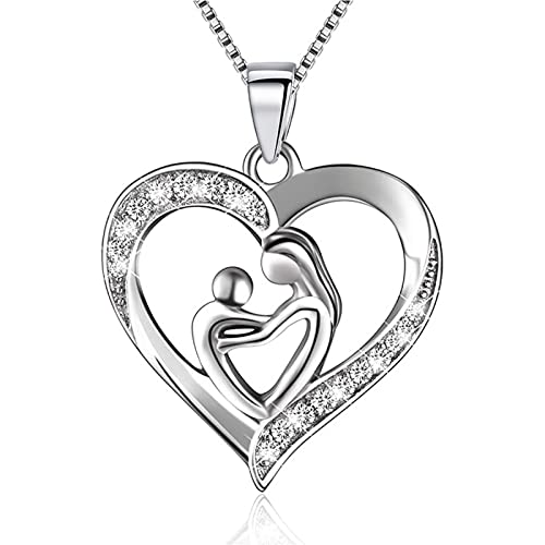 Collier maman enfant en argent et zirconium, le symbole d'un amour pur