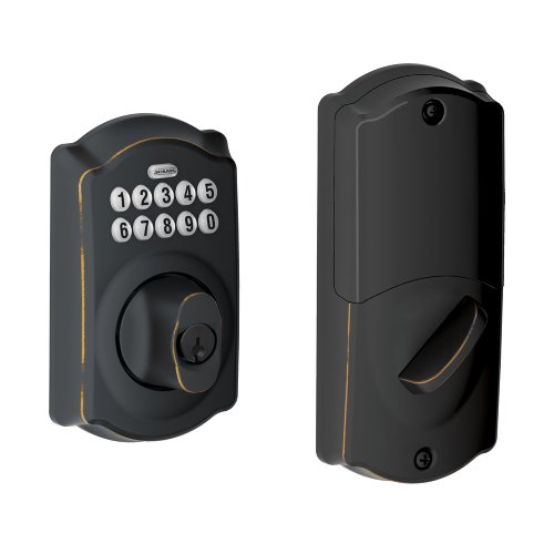 Schlage BE369NX Camelot 716 Home Keypad Deadbolt with Z-Wave Technology, Aged Bronze