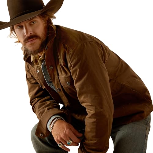 ARIAT Mens Yellowstone Herder Waxed Shirt Jacket, Rich Brown, L by ARIAT - Used condition - Image 6