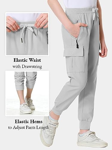 Image of EXARUS Girls Hiking Cargo Pants Joggers Teen Quick Dry Lightweight Slim Fit | Tween Youth Camping Pants Kids Hip Hop Dance Athletic Tapered Lightweight Track Safari Drawstring Woven /Knit 6-14Y
