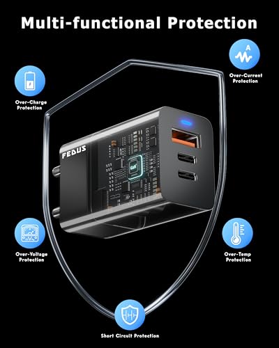 Image of FEDUS 100w gan Charger, 100w Fast Charger Gan Adapter 1 Type C & 1 USB Port Fast Charging Adapter Wall Charger for Samsung, iPhone, Tab /Pad MacBook, Dell, HP, ASUS, 100 W, Devices, 2 Yr Warranty