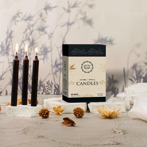 Raajsee Unscented Mini Taper Candles Pack of 20, Black | 5 Inches (H) Dinner Candle Sticks| Smokeless, and Dripless| Paraffin Wax with Cotton Wicks | Long Burning Time.
