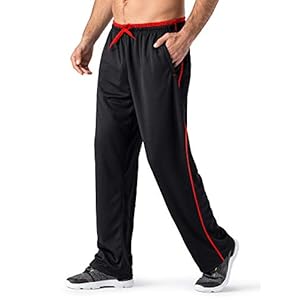 MAGNIVIT Men’s Lightweight Sweatpants Loose Fit Open Bottom Mesh Athletic Pants with Zipper Pockets