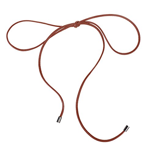 Gazechimp Neue damen Dünne Schmale Bowknotgurt Leder Gürtel Bauchkette Kleidgurt - Beige, one size