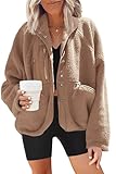 Nirovien Womens Fuzzy Fleece Jacket Button Down Sherpa Coats Casual Winter Warm Outwear with Pockets(Coffee Brown,S)