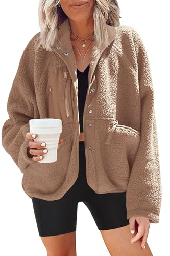 Nirovien Womens Fuzzy Fleece Jacket Button Down...
