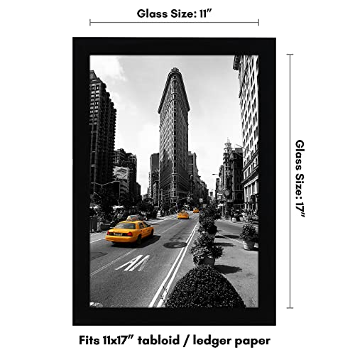Americanflat 11X17 Picture Frame In Black - Legal Sized Paper Display - Composite Wood With Shatter Resistant Glass - Horizontal And Vertical Formats For Wall #TOP1