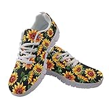 Women Tennis Shoes Sunflower Non Slip Comfortable White Sole Lace Up Lightweight Sneaker