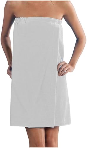 BY LORA Envoltura de spa larga para mujer, longitud de la pantorrilla, envolturas de algodón de rizo, blanco, talla única