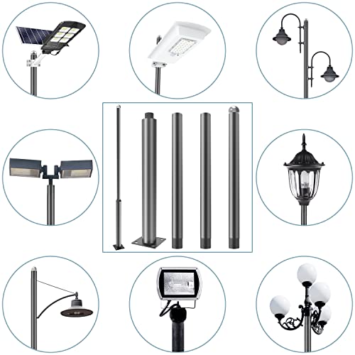 Street Light Pole 13Ft Tall, Street Lamp Post For Outdoor Lights Black Iron Aluminum Pole, Solar Street Light Pole Lighting Post With Base Accessory For Porch, Patio, Street, Backyard, Exterior House #TOP5