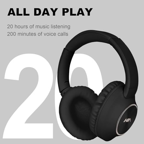 XuanGui Bluetooth Headphones Over Ear, HiFi Stereo Wireless Headphones Over Ear, Foldable Lightweight Headset with Mic, LED Lights, FM, Micro SD/TF Slot for Travel Phone NX400 (Black) - Image 4