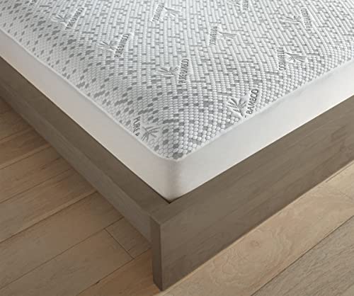Image of Queen Mattress Protector by PURE BAMBOO, Waterproof, Charcoal Fiber - Viscose Derived from Bamboo Charcoal Fiber, Mattress Cover Protects Against Moisture, Spills, Stains (Queen)