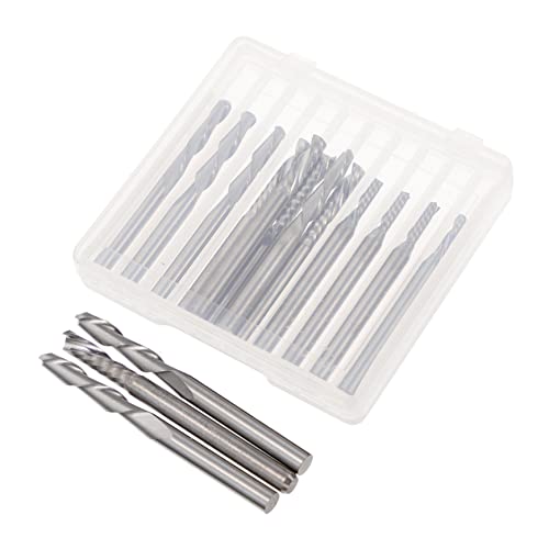 Cabilock 12 Pack Mill Cutters Single Edge Router Bits Tungsten Steel Engraving Cutters for Wood and Acrylic Cutting