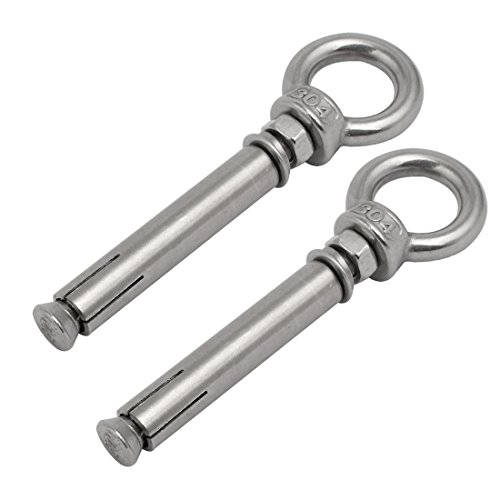 Aexit M6x70mm 304 Transmission Stainless Steel Wire Rope Expansion Anchor Eye Bolt 2pcs