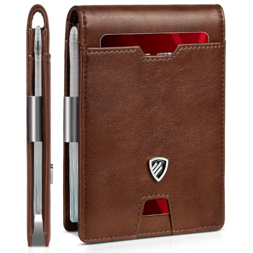 Image of RUNBOX Mens Slim Wallet with Money Clip RFID Blocking Bifold Credit Card Holder for Men with Gift Box