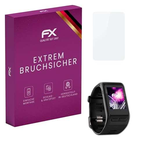 atFoliX Plastic Glass Protective Film compatible with Garmin Vivoactive HR Glass Protector, 9H Hybrid-Glass FX Screen Protector