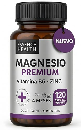 Magnesio Premium Complex 5 en 1 | Complejo de Magnesio con Bisglicinato de Alta Absorción + Zinc y Vitamina B6 | 120 Cápsulas Veganas | Apoyo Muscular | Estrés y Energía | 4 Meses